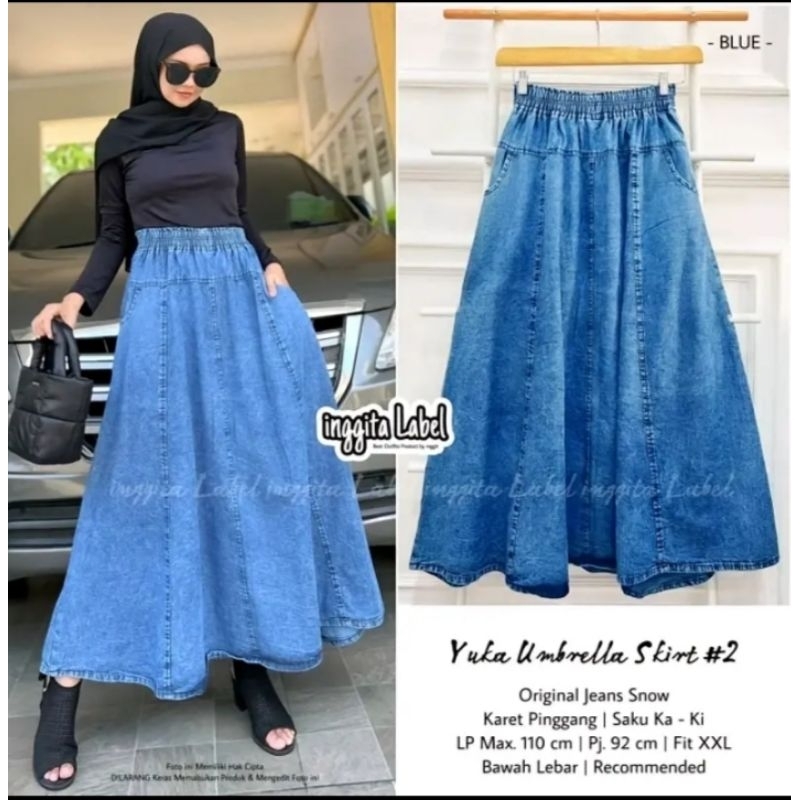 rok jeans payung jumbo wanita