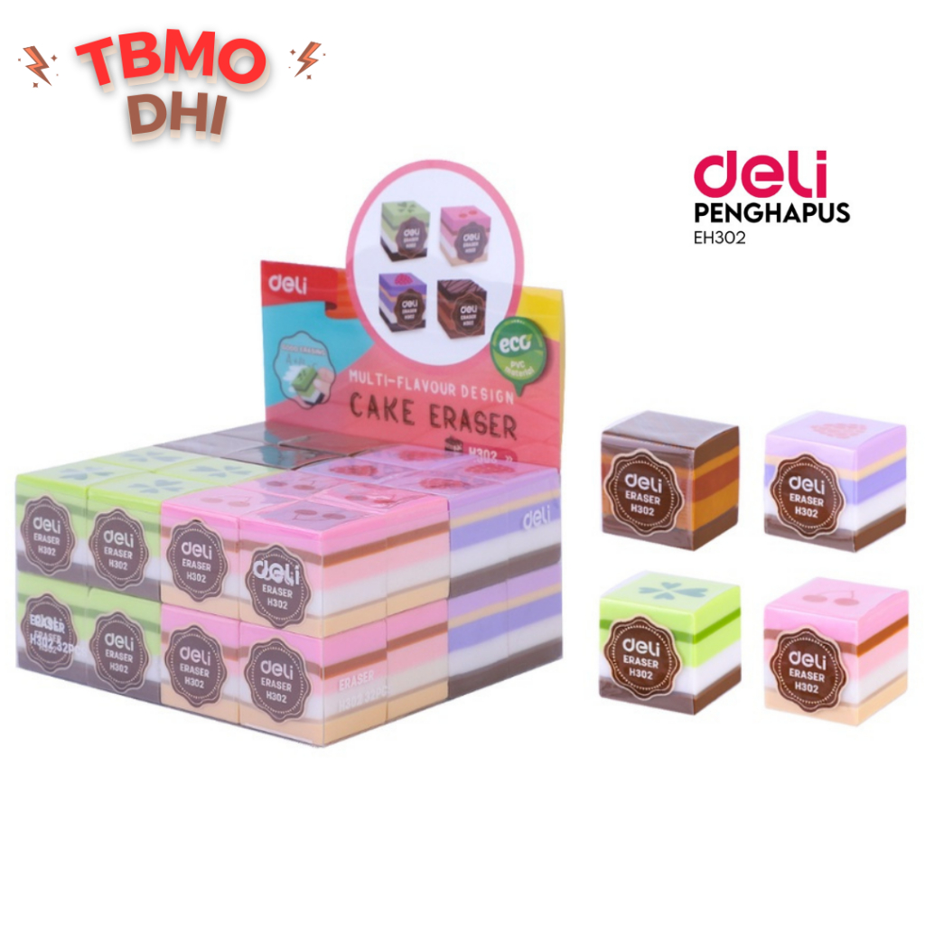 

TBMO Deli Multi-flavor Cake Eraser Penghapus Berbentuk Kue 4 Warna Bahan PVC / PENGHAPUS PENSIL ERASER BENTUK CAKE KUE LUCU DELI H302 STIP WARNA