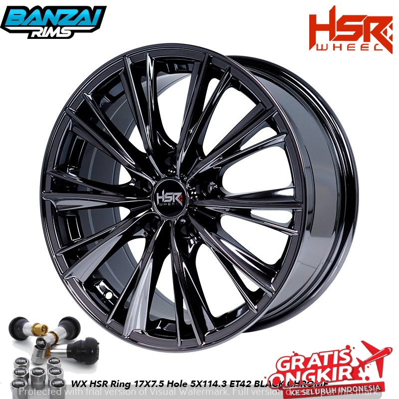 Velg Mobil Racing Innova Rush Terios Ertiga Accord Camry Ring 17 Velg Hsr WX R 17 Warna Black Chrome