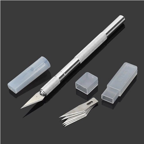 

Terkeren Pen Cutter Engraving Pisau Ukir Seni Silver Stainless Steel Carving Knife 5 Mata Pisau