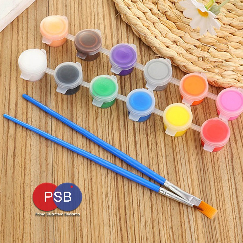 

Penjual Resmi Cat Akrilik set 12 warna 2 kuas Peralatan melukis set Paket Melukis