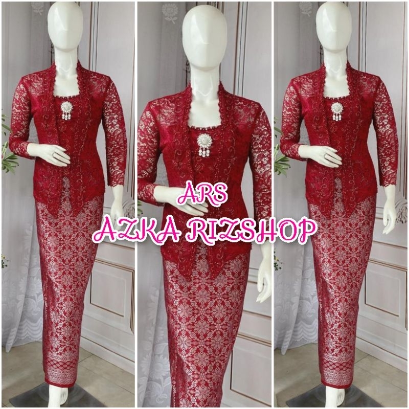 set kebaya kutubaru kebaya brukat kebaya wisuda + rok songket lilit