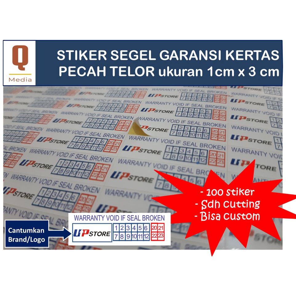 

Pasti Ready CETAK KILAT FREE DESAIN Stiker Khusus Segel Garansi ukuran 1cm x 3cm Kertas Pecah Telor