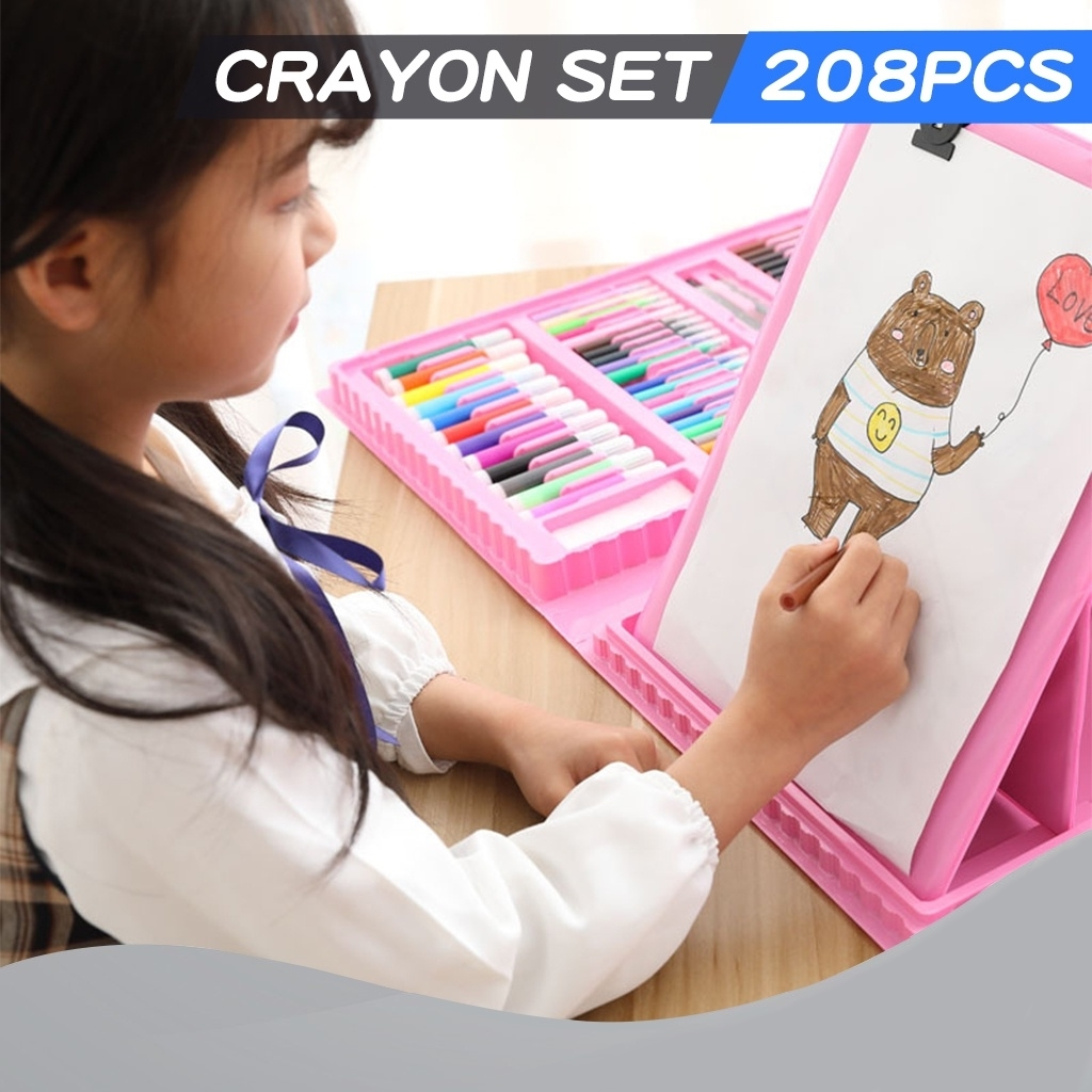 

Crayon Set 208 Pcs Pensil Warna Lengkap Krayon Set Alat Menggambar Mewarnai Cat Air Lukis Anak