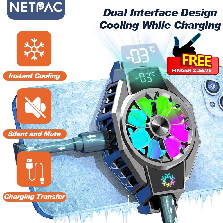 Sangat Nyaman FREE ITEM NETPAC Fan Cooler X9 Pengatur Suhu Funcooler Kipas Gaming Hp Pelabuhan Ganda