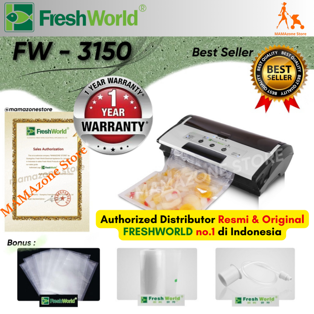 Freshworld FW3150 Penyedot Vakum dan Segel Makanan Putih