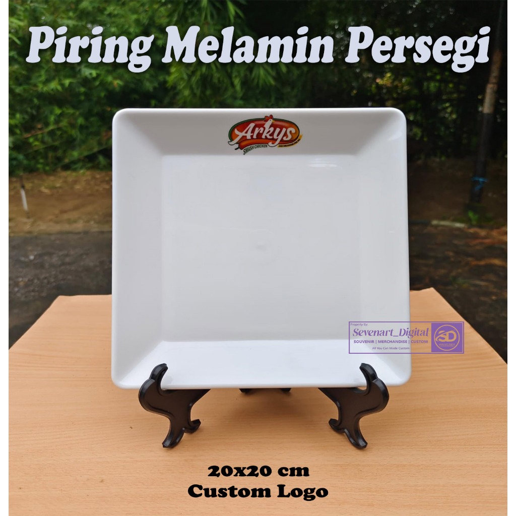 Piring Melamin Persegi Custom Logo Restoran