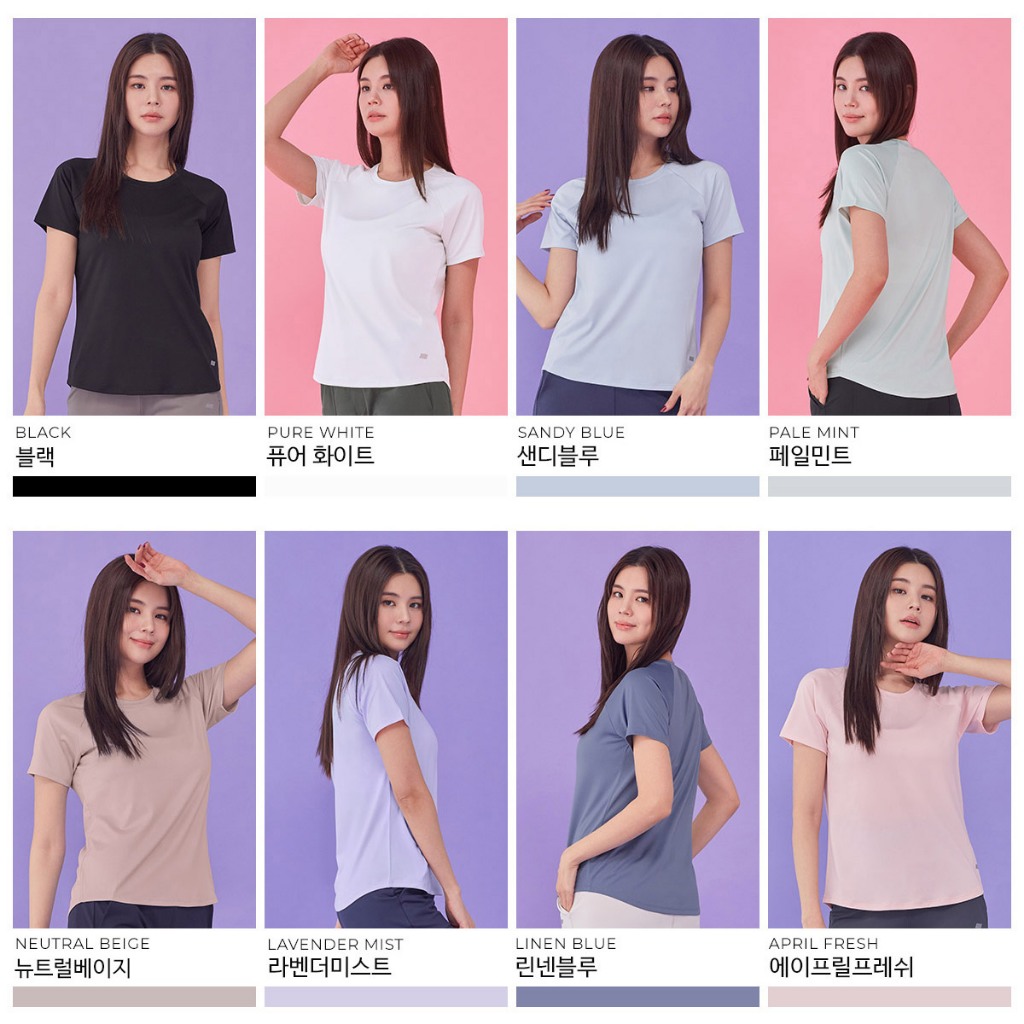 STL Korea Kaos  Olahraga Yoga Fitness Lengan Pendek Match up Basic Fit Quick Dry