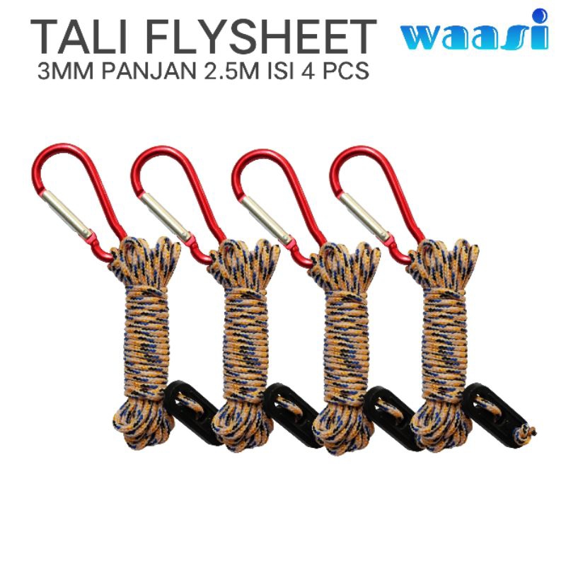 Tali Flysheet Guyline Tali Tenda 3mm 2.5meter isi 4 pcs Tali tenda Camping