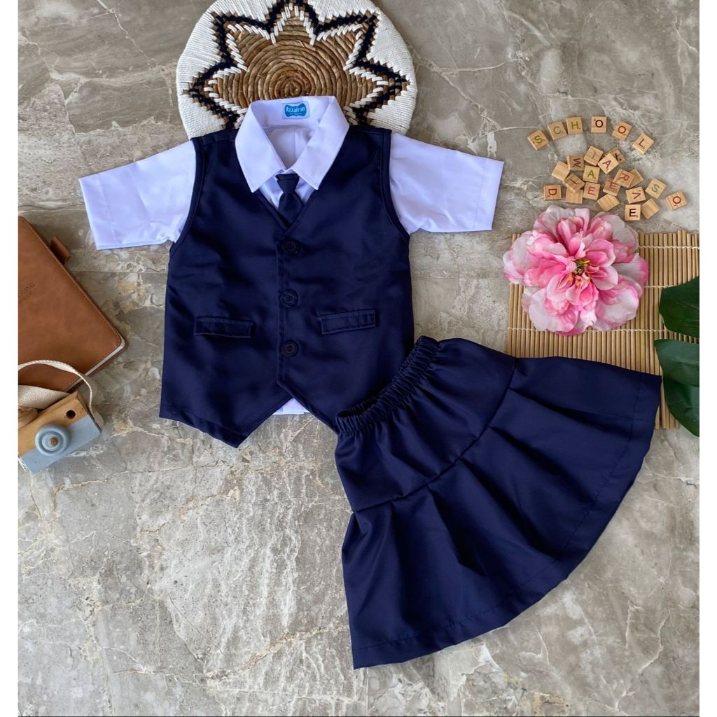 Seragam Sekolah Anak TK Baju PAUD Lengap Rompi Model Korea