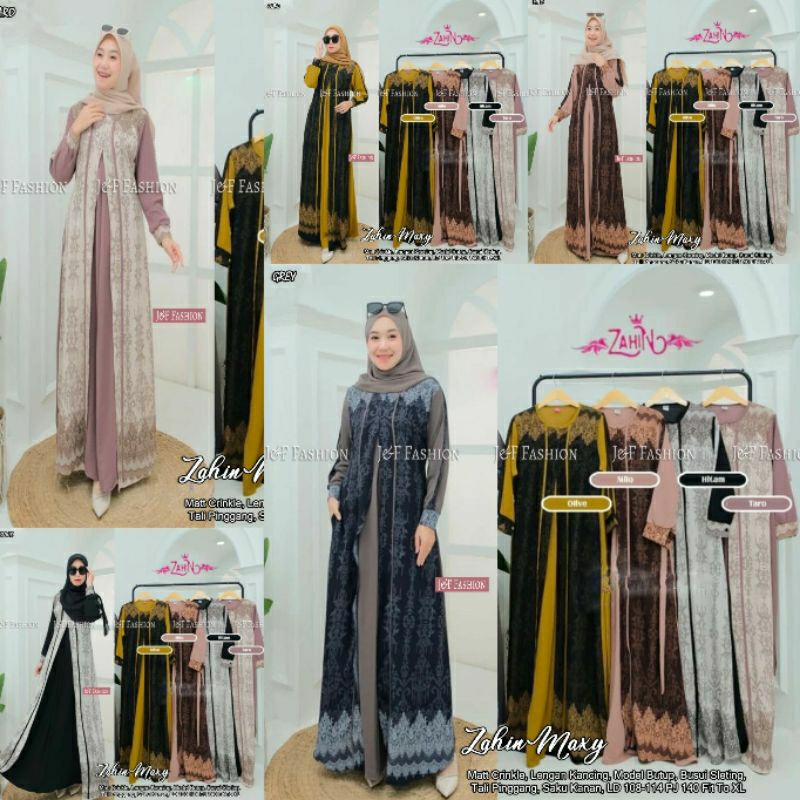 Gamis Wanita Zahin Bahan Crinkle Premium Busui Gamis Lebaran Gamis Muslimah Gamis Etnik Fashion Musl