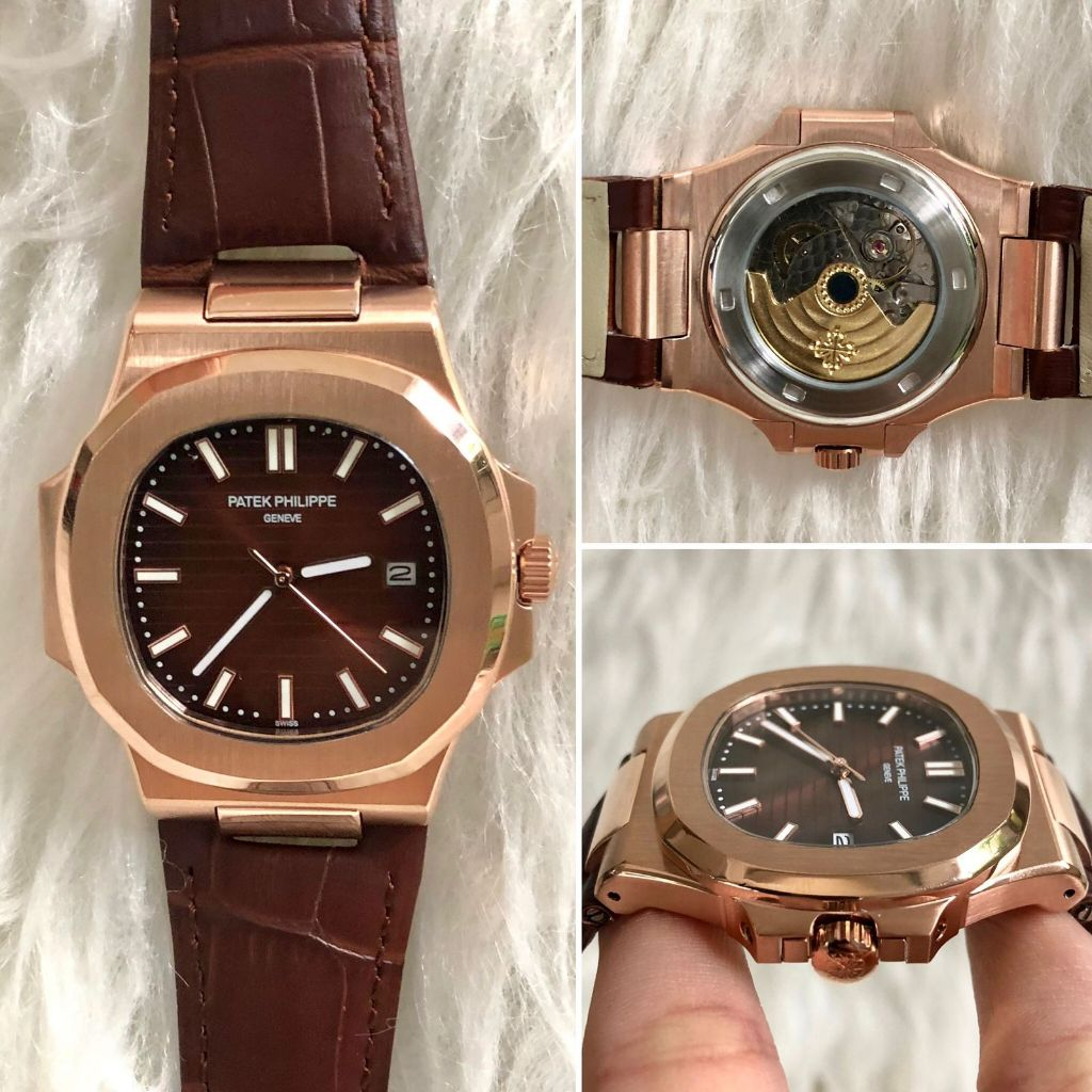 Jam Tangan Pria Patek Philipe Automatic Japan Leather Strap Kulit