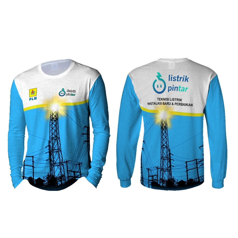 Baju Pln / Baju Kaos T-shirt PLN Perusahaan Listrik Negara pria wanita Lengan Panjang Fullprint