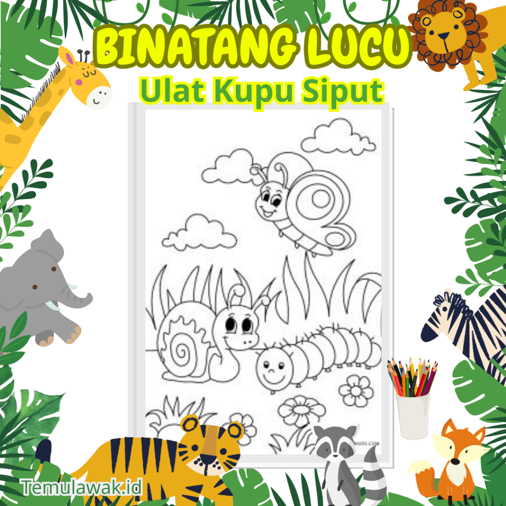 

Kertas Sketsa Gambar Lukis Drawing Sketch Mewarnai Coloring Binatang Lucu 2 Anak Paud TK SD A4 A5