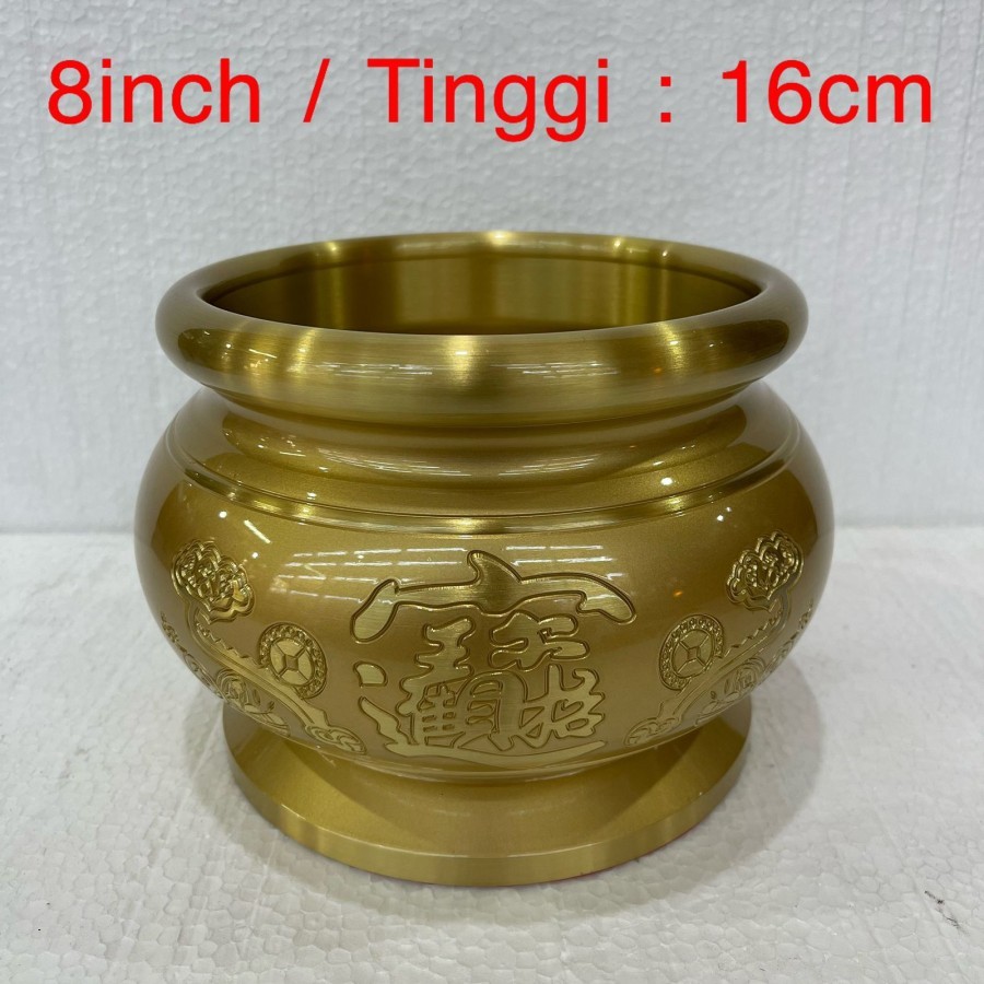 Hio lo / hiolo / hiu lo / tempat hio - kuningan Taiwan - cao cai - 8 inch - l24