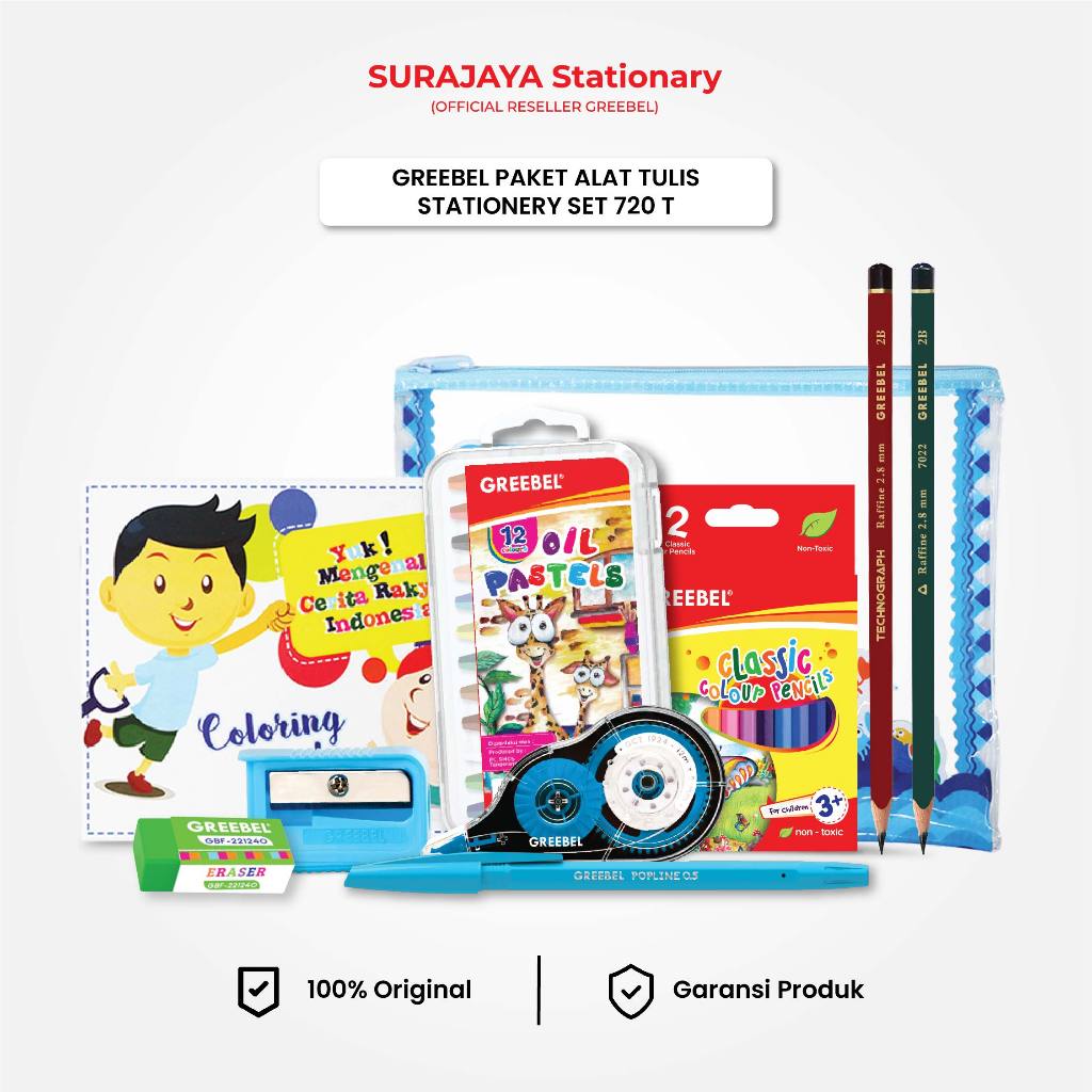 

Paket Alat Tulis GREEBEL / Stationery Set / 720 T / Pensil Pulpen Set / Kado Ulang Tahun Anak Hampers Sekolah