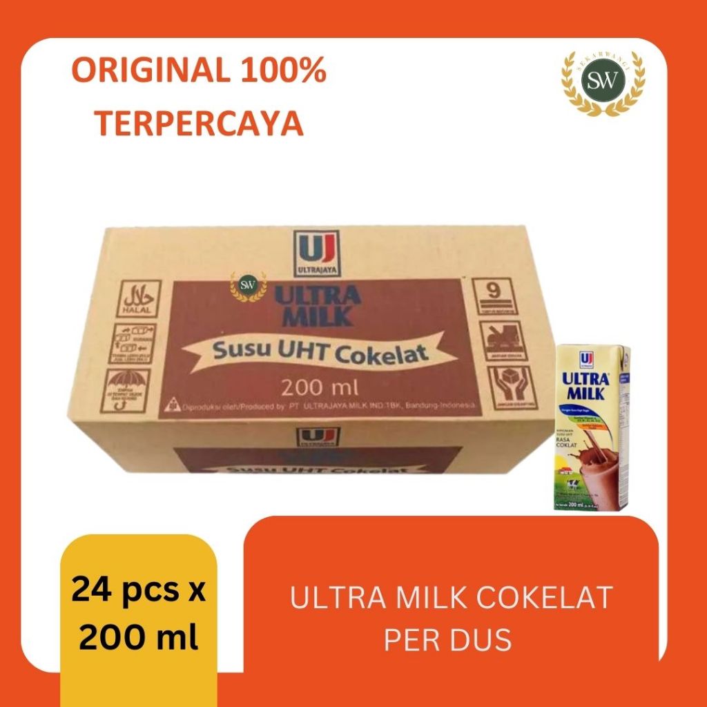 

Ultra Milk - Rasa COKELAT - PER DUS/ KARTON - Isi 24 pcs x 200ml