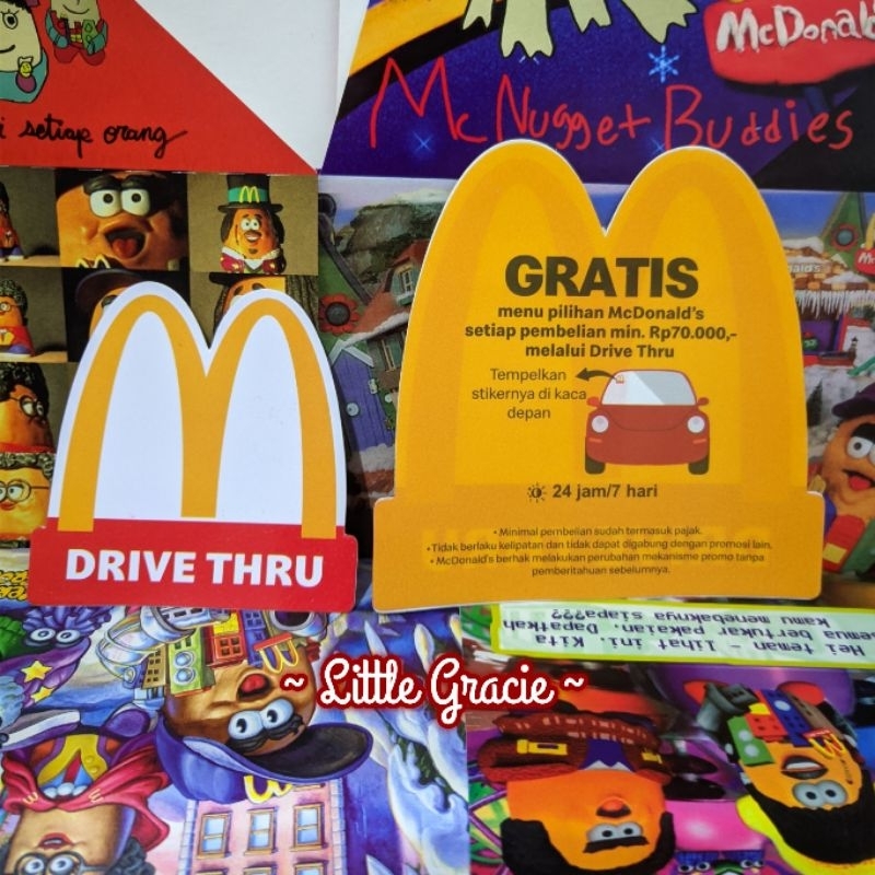 

Sticker Label Drive Thru Mobil & Motor McD McDonald's
