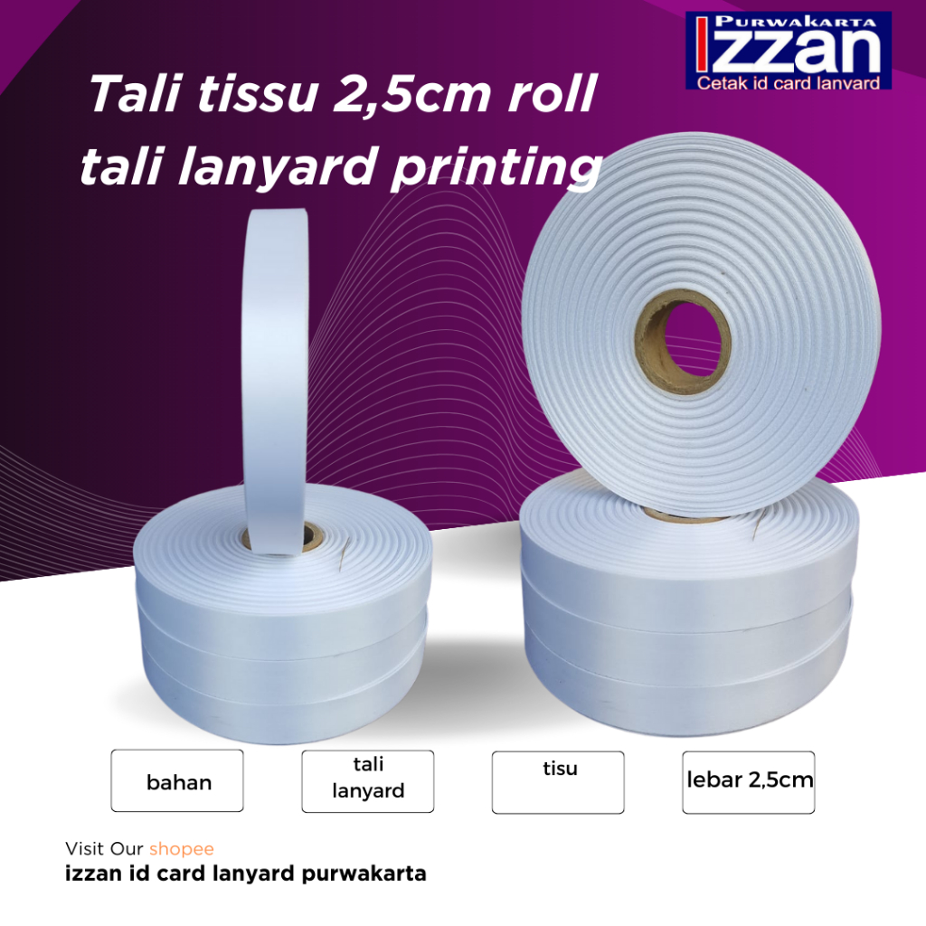 

bahan tali tissu 2,5cm roll sublim tali lanyard idcard sublimasi bahan baku lanyard printing