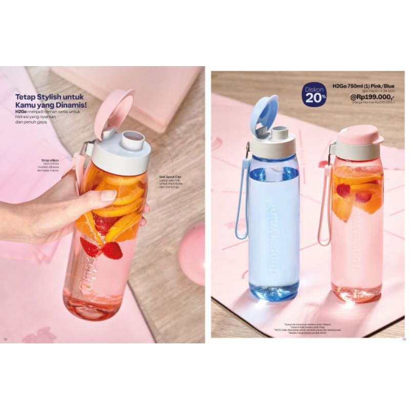 H2go 750ml (1) promo mei/ botol kristal tupperware