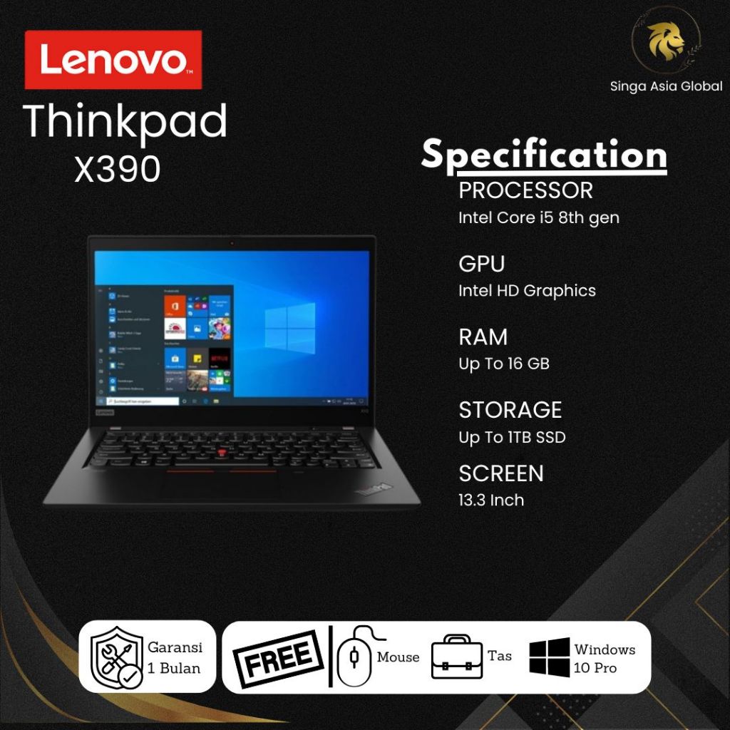 Laptop Lenovo Thinkpad X280 X270 X260 X250 X240 X230 X220 Core i5/i7 Ram 16GB SSD 512GB Bergaransi
