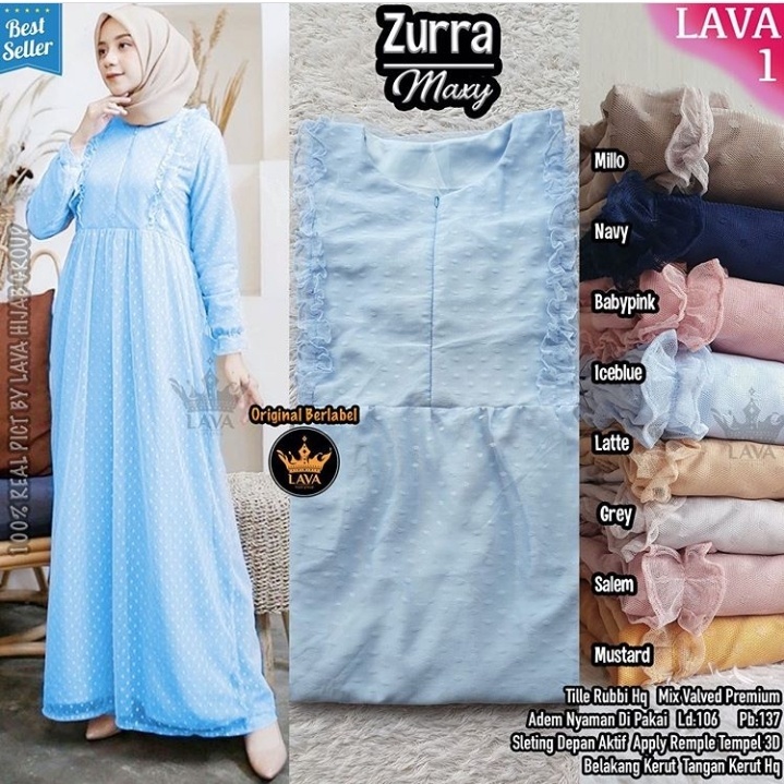 GAMIS ZURRA BROKAT VELVET TUTU BY ABYABUSNA POLKADOT PREMIUM TERMURAH REMAJA GAMIS BUSUI TERBARU COD