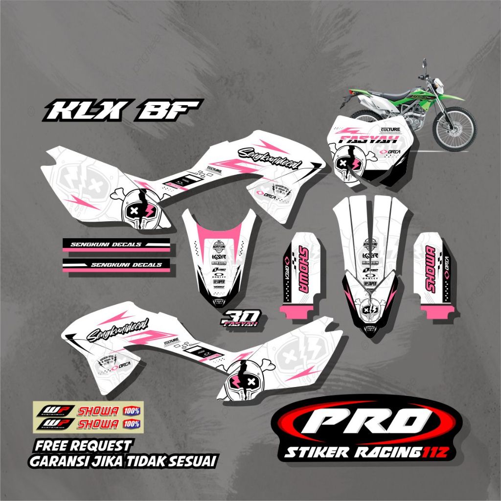 sticker decal klx bf 150 desain terbaru free request nama nmr dll