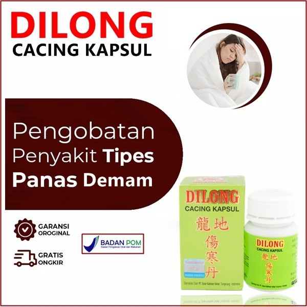 Obat herbal tipes cina penurun panas demam tinggi ampuh Dilong Cacing Kapsul Asli BPOM