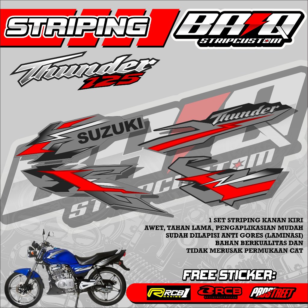 STICKER STRIPING SUZUKI THUNDER 125 - STICKER STRIPING SUZUKI THUNDER 125 MOTIF ABSTRAK SIMPLE
