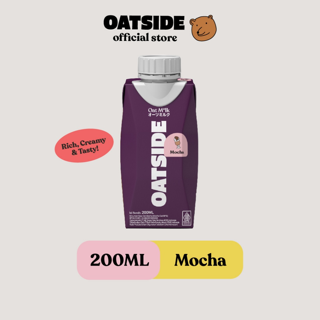 

OATSIDE Oat Milk Mocha 200ml (Kemasan Tutup Botol)| Susu Oat Rasa Moka