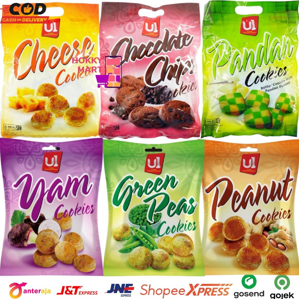 

[ HOKKY ] U1 Cookies Halal 300gr Yam Cookie Peanut Cookie Green Peas Cookie Chocolate Pandan Cheese Snack Import Malaysia Snack Cemilan Anak