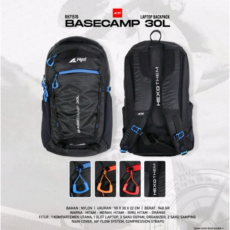 Tas Ransel Arei Basecamp 30L Laptop Backpack 14 Arei Outdoorgear