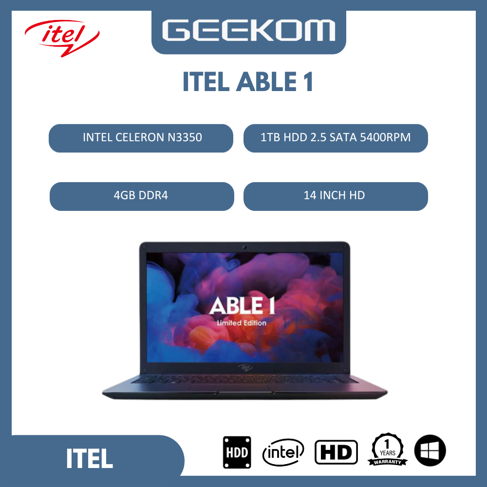 Geekom Laptop Itel Able 1 Infinix Intel Celeron N3350 RAM 4GB 1TB HDD Windows 10