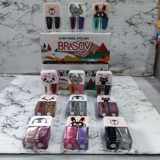 KUTEK BRASOV 2 IN 1 PER 12SET,  KUTEK HALAL, KUTEK WARNA, KUTEK MINI, NAIL POLISH 2 IN 1, KUTEK 2 IN