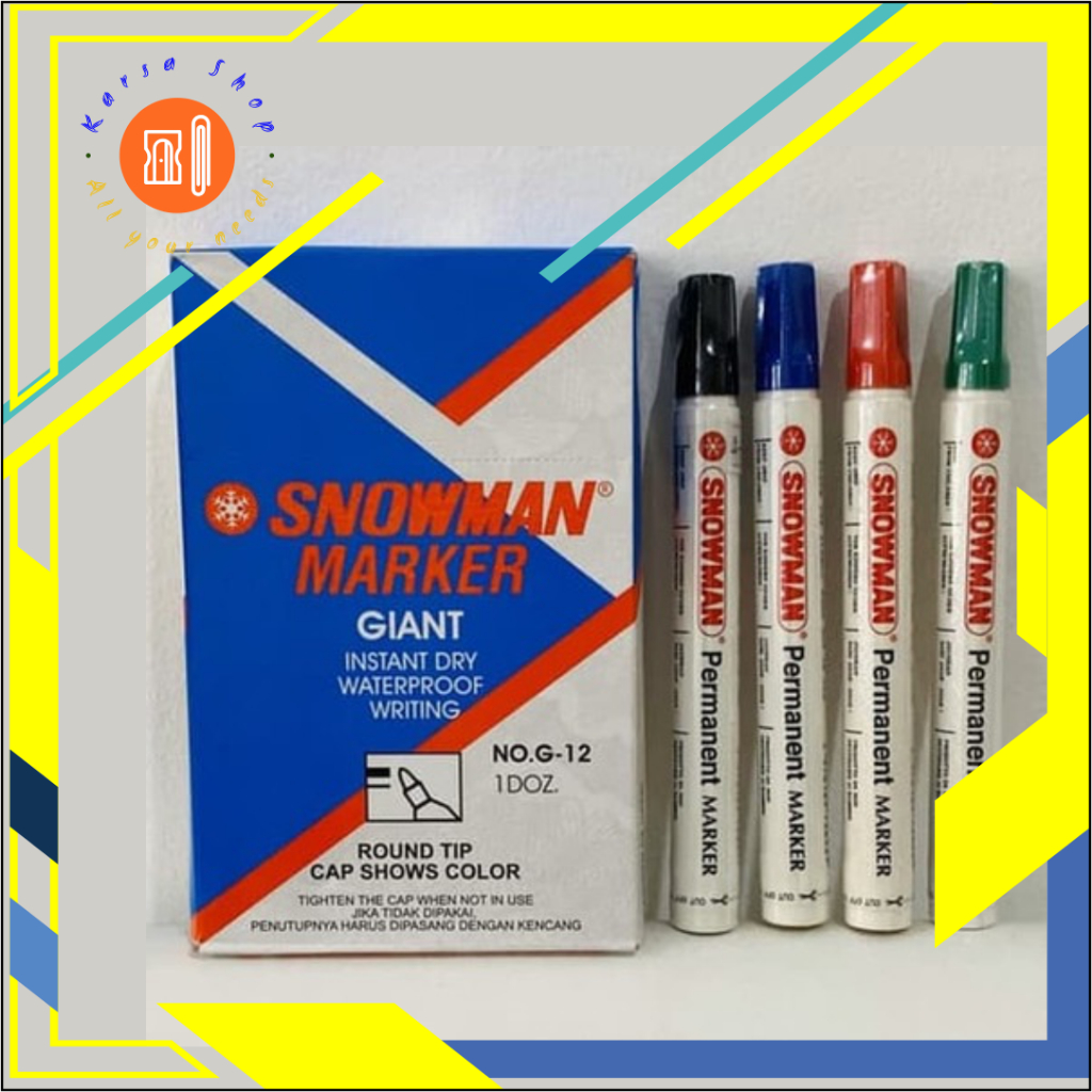 Spidol snowman permanen G12 1 kotak isi12pcs