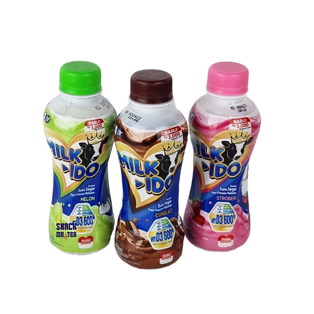 

Milkido Susu Segar Botol 200ml Rasa Strawberry / Melon / Coklat Susu UHT