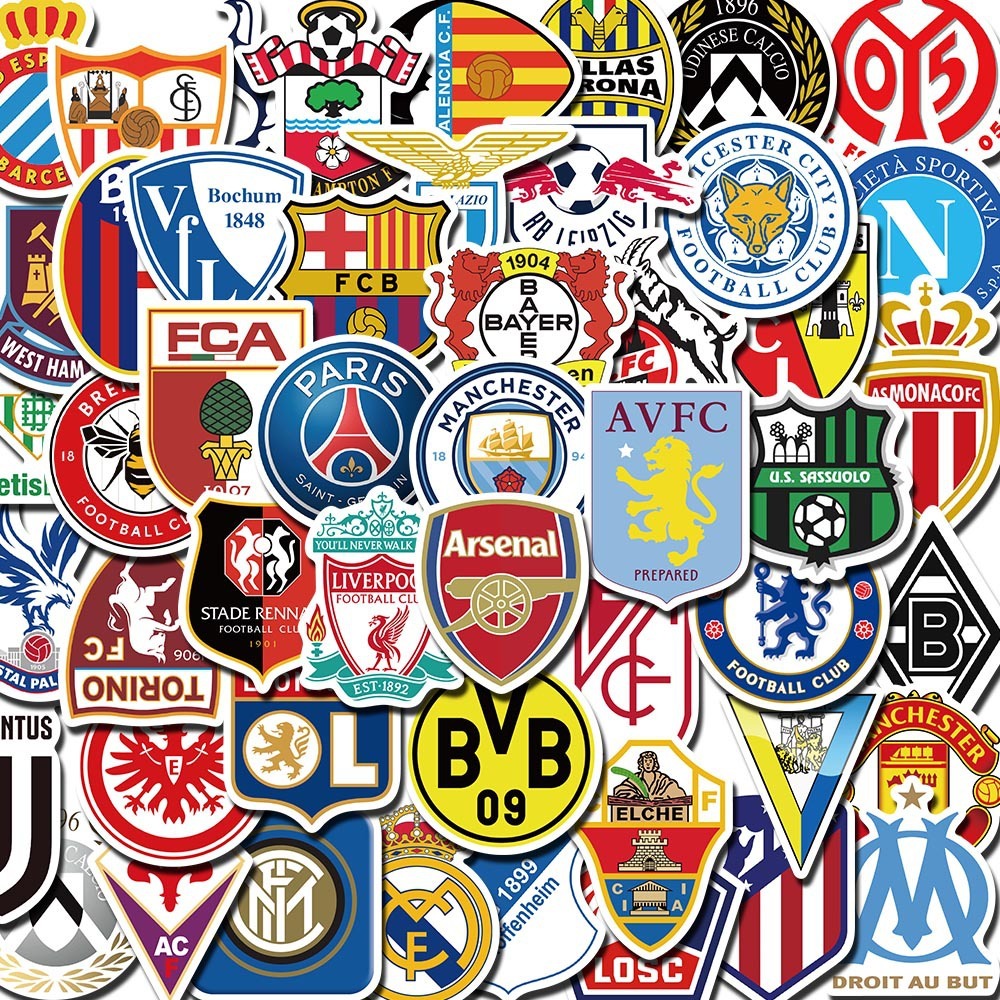 

STIKER VINIL ISI 50 PCS LOGO SOCCER FOOTBALL CLUB STICKER ANTI AIR AESTHETIC