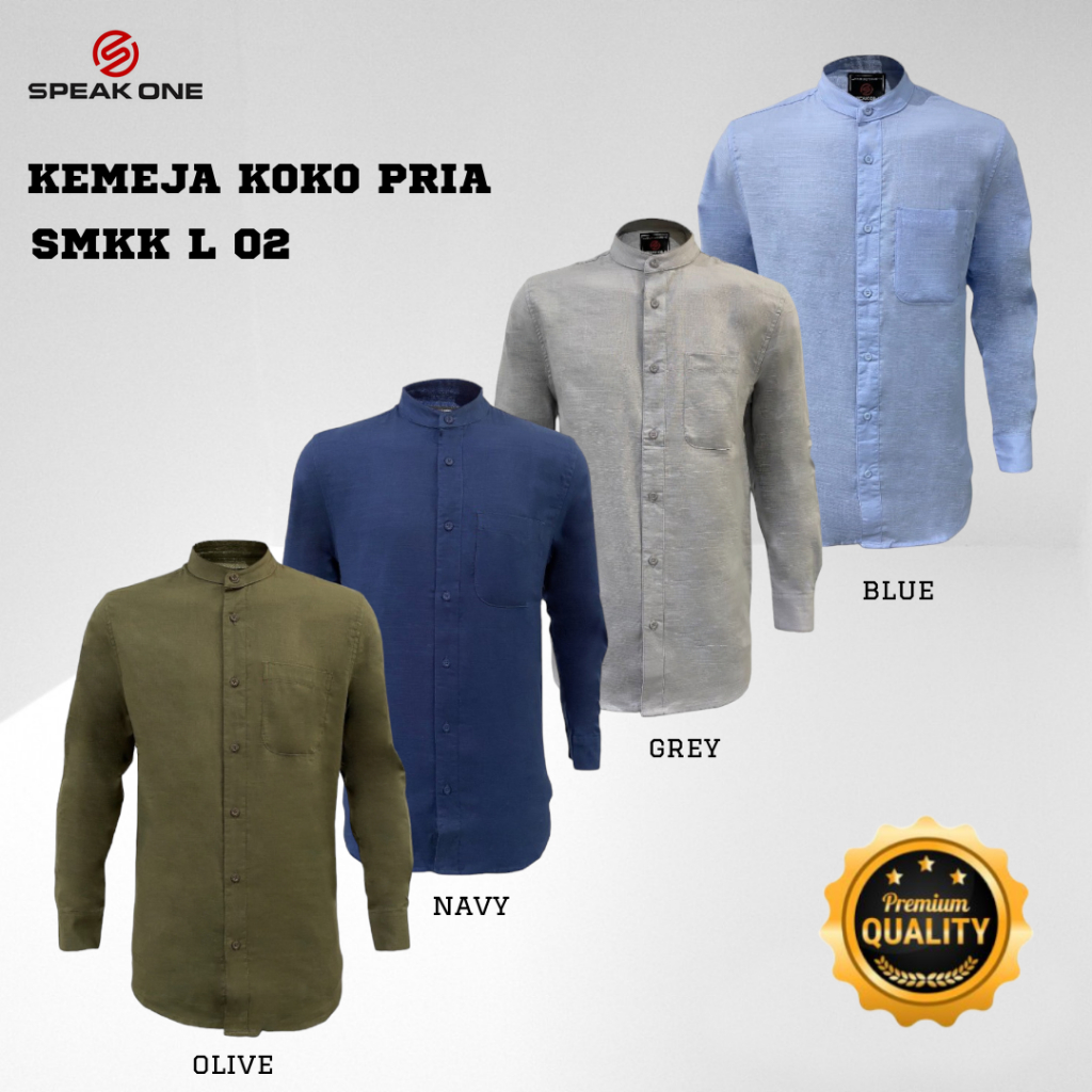 KEMEJA KOKO LENGAN PANJANG SPEAK ONE PRIA JUMBO BIG SIZE SLIMFIT MUSLIM (SMKK L 02 SKY BLUE, OLIVE)