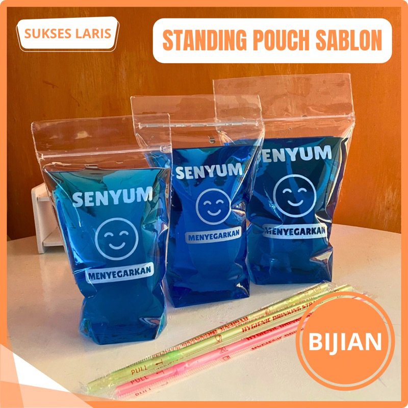 STANDING POUCH SABLON | STANDING POUCH MOTIF | STANDING POUCH CUSTOM LOGO DESAIN | KEMASAN MINUMAN K