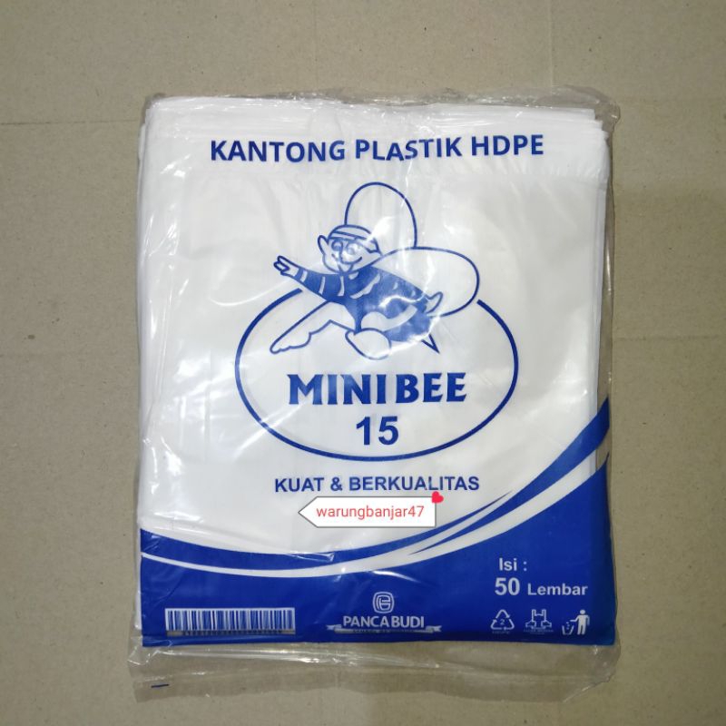 [50Lbr] Kantong plastik HDPE putih Minibee uk15 Kantong kresek putih kantong plastik putih