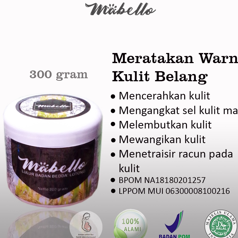 Terbaru MABELLO lulur pemutih badan lulur hitam untuk badan lulur beda lotong lulur bedda lontong ma