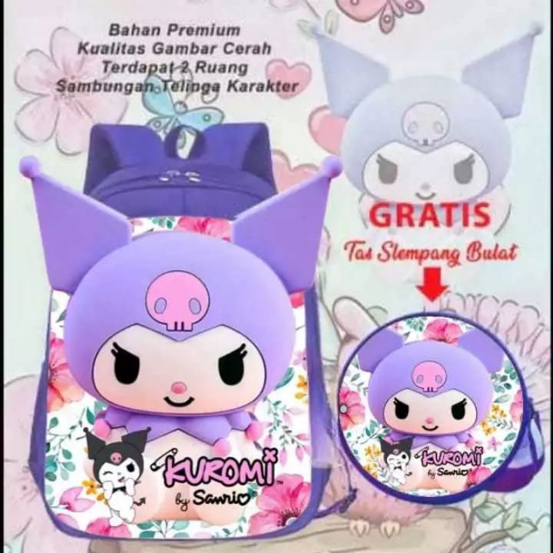Anak Viral Kuromi Tas Anak Viral Kuromi gratis selempang/Tas sekolah Anak Terbaru/Tas Anak Terlaris/