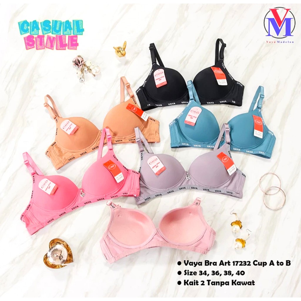 Bra/BH Vaya 17232 Cup A to B Kait 2 Tanpa Kawat BH Wanita