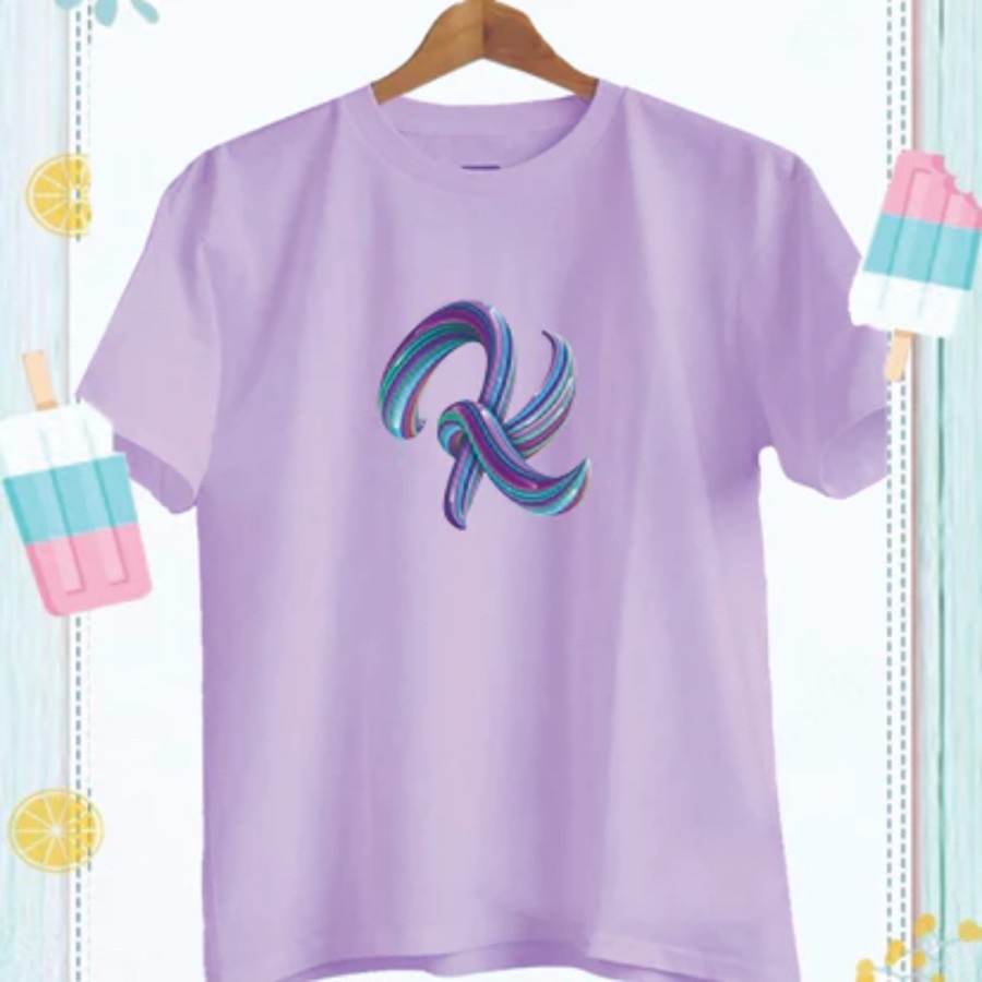 BAJU KAOS ATASAN ANAK CEWEK COWOK / BAJU ANAK UNISEX MOTIF HURUF INISIAL K BAHAN KATUN ADEM - PD655