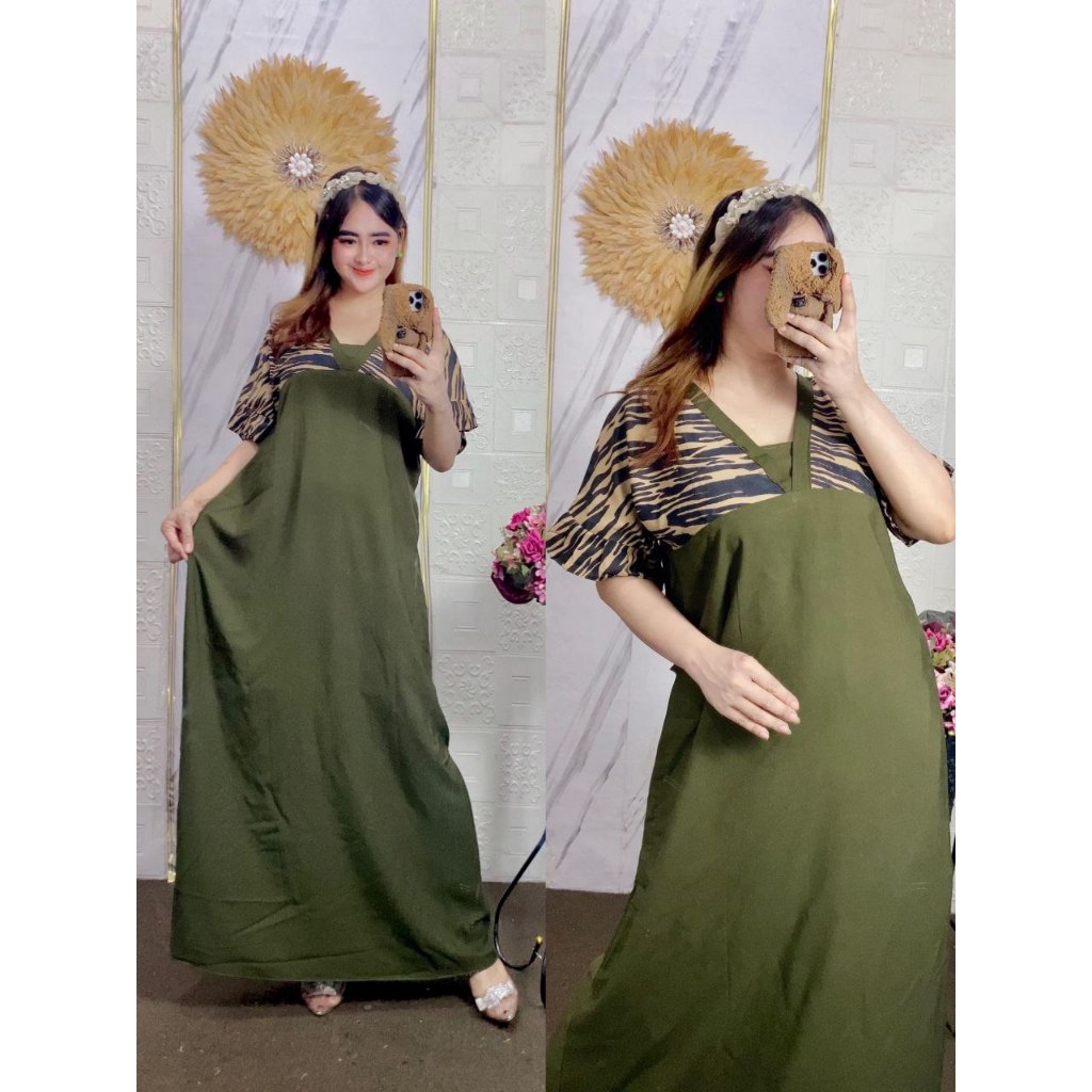 Dress Polos Kombinasi Kekinian Daster Rayon Lengan Pendek