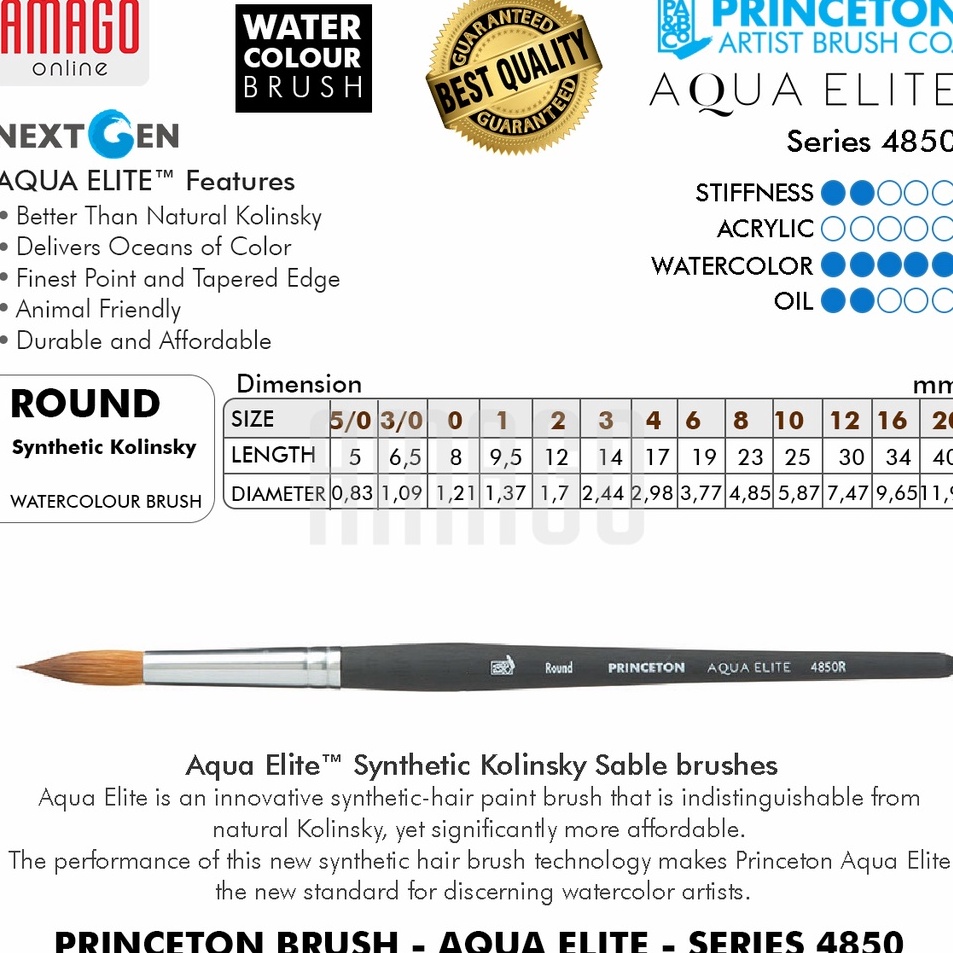 

Special Delivery Kuas PRINCETON Aqua Elite Brush Round 485 Series Pilih Ukuran