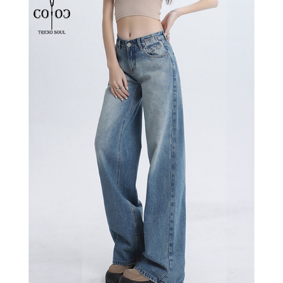 Promotion Coco Trend Soul Jeans  Biru Kulot Highwaist Jeans Wanita Korean Style