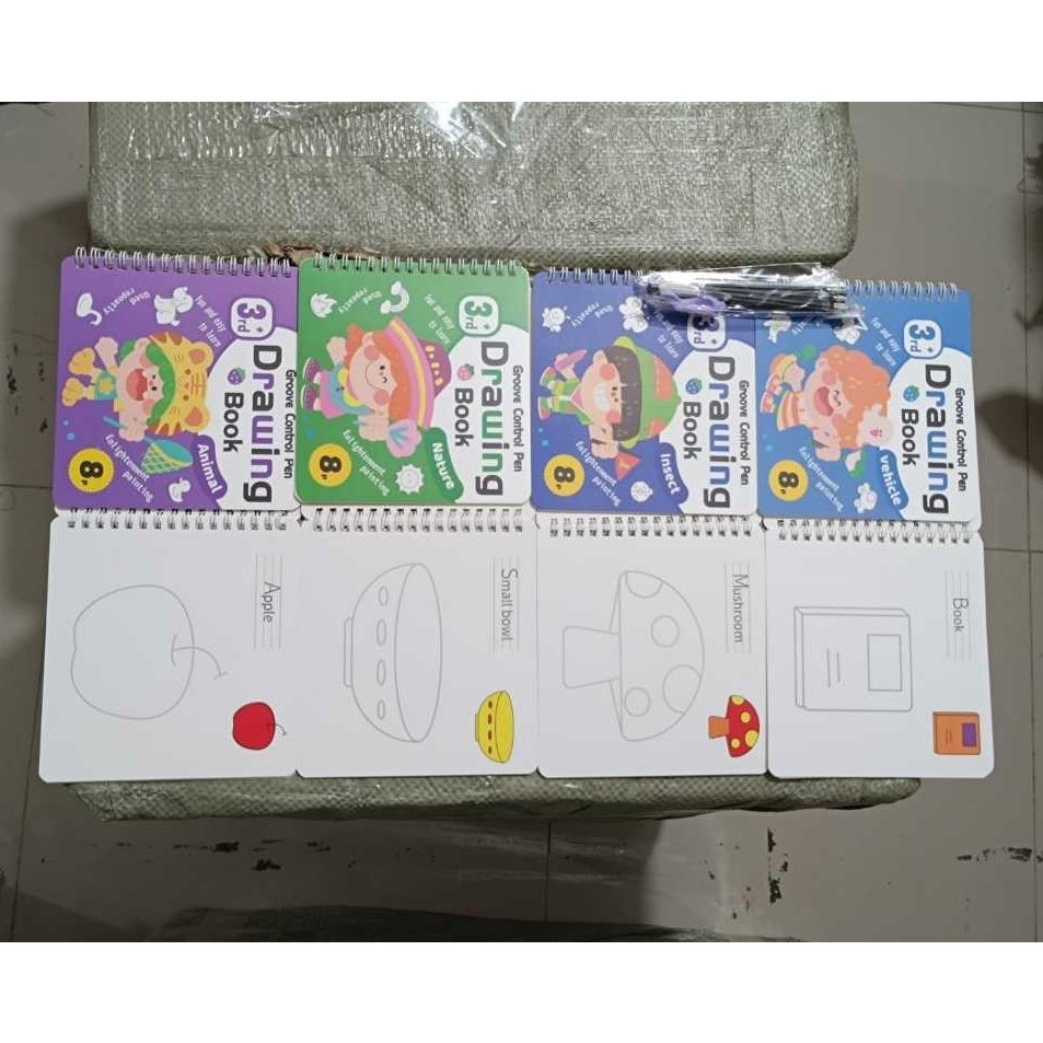 

Baru Berkualitas Drawing Book Paket 4 Buku All in1 Dengan Pena