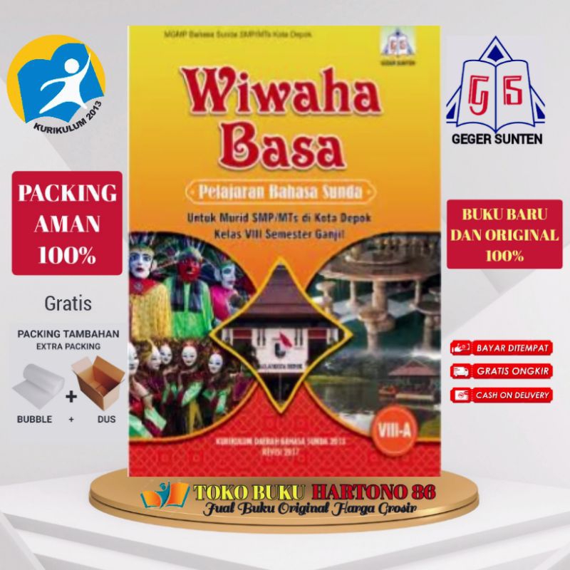 Buku Bahasa sunda Wiwaha Basa untuk SMP/MTs kelas 8A kurikulum 2013 Geger sunten