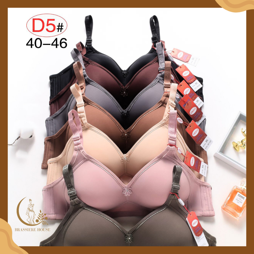 6PCS Bra Wanita D5 Import Cup C BH Besar Kait 3 Tanpa Kawat Jumbo Size 40 - 42 - 44 - 46 Bra Harian 